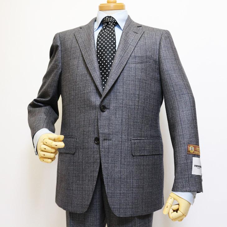 スーツ メンズ 2020-21 新作 秋冬 レノマ パリス Super120s 淡灰グレー杢 ウインドペン風 DROP6.5 2つボタン ビジネス スーツ (AB体) | renoma | 03