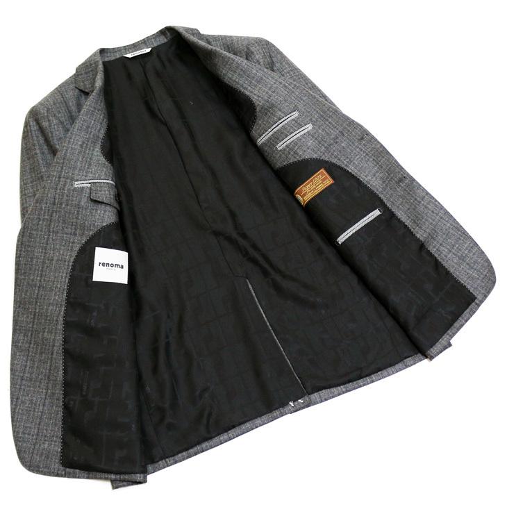 スーツ メンズ 2020-21 新作 秋冬 レノマ パリス Super120s 淡灰グレー杢 ウインドペン風 DROP6.5 2つボタン ビジネス スーツ (AB体) | renoma | 05