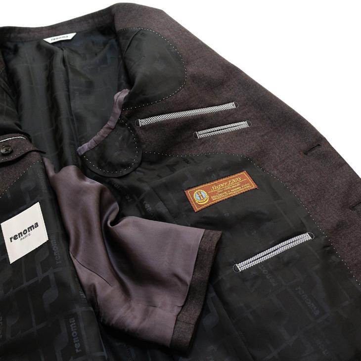 スーツ メンズ 2020-21 新作 秋冬 レノマ パリス Super120s 茶×灰ベース ウインドペン DROP6.5 2つボタン ビジネス スーツ (AB体) | renoma | 07