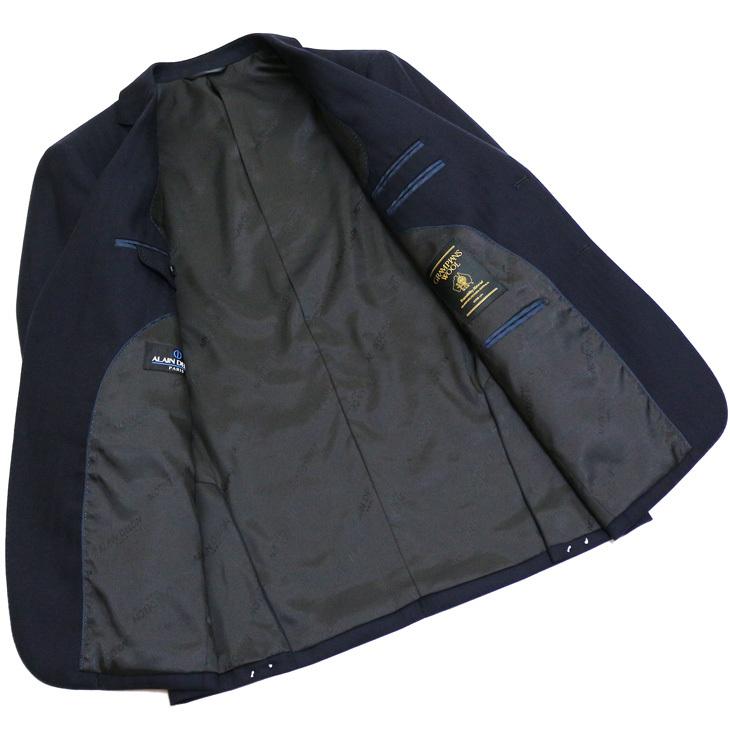 スーツ メンズ 秋冬 新品 アランドロン GRAMPIANS Super120s 濃紺ネイビー 織柄ヘリンボーン 2つボタン ビジネススーツ (AB/BB体) J09-2B | アラン・ドロン | 04