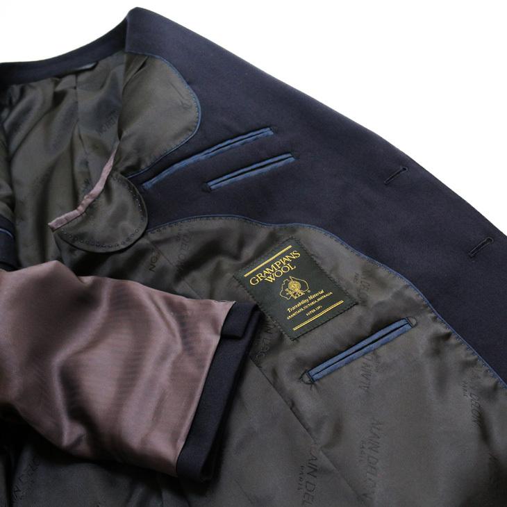 スーツ メンズ 秋冬 新品 アランドロン GRAMPIANS Super120s 濃紺ネイビー 織柄ヘリンボーン 2つボタン ビジネススーツ (AB/BB体) J09-2B | アラン・ドロン | 07