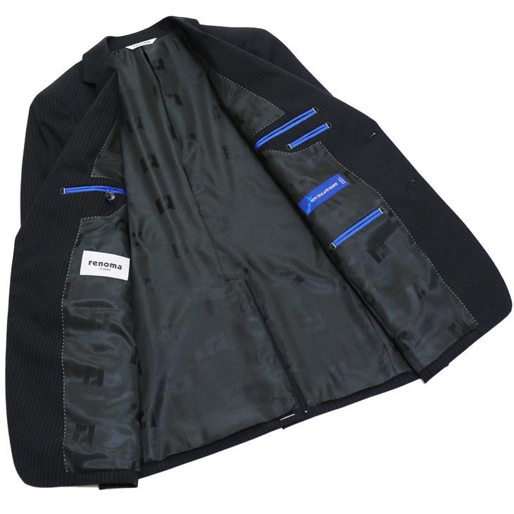 スーツ メンズ 新品 秋冬 レノマ オム BISHU 尾州 濃紺ネイビー 5.5mm ストライプ DROP7.5 新型 スリム 2つボタン ビジネススーツ (A/AB体) | renoma | 07