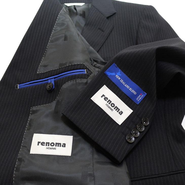 スーツ メンズ 新品 秋冬 レノマ オム BISHU 尾州 濃紺ネイビー 5.5mm ストライプ DROP7.5 新型 スリム 2つボタン ビジネススーツ (A/AB体) | renoma | 08