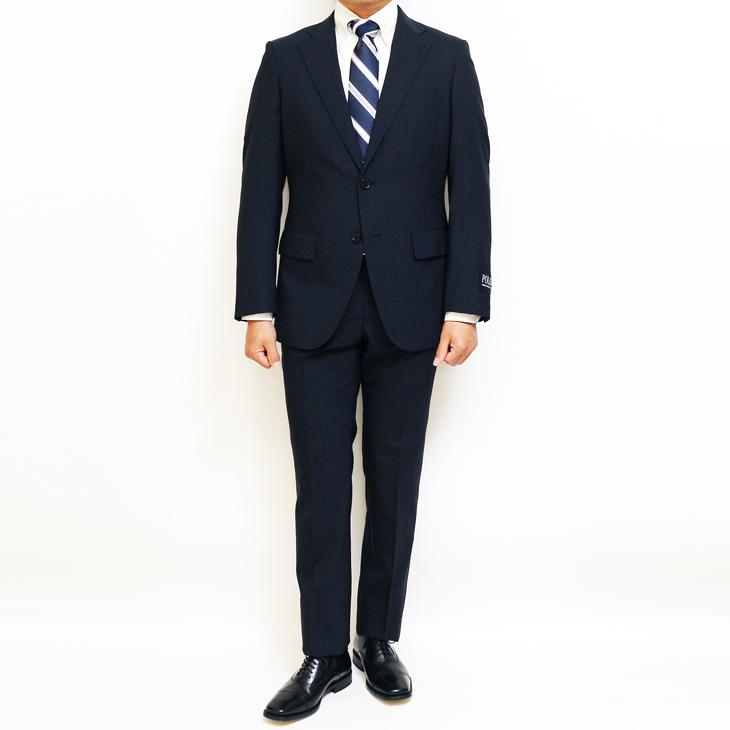 スーツ メンズ 2021 新作 春夏 POLO BRITISH COUNTRY SPIRIT ポロ ビーシーエス 濃紺ネイビー杢 ストライプ スリム型 (A/AB体) | POLO BCS | 02