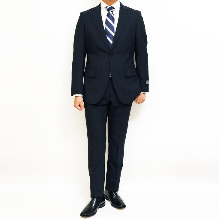 スーツ メンズ 2021 新作 春夏 POLO BRITISH COUNTRY SPIRIT ポロ ビーシーエス 濃紺ネイビー杢 ストライプ スリム型 (A/AB体) | POLO BCS | 03