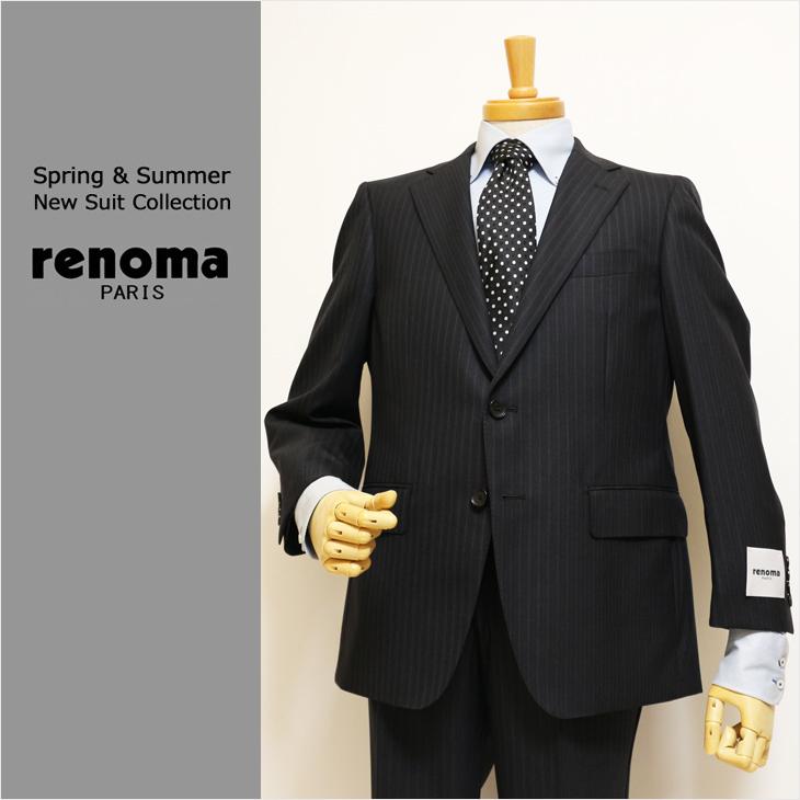renoma ブラックストライプ ビジネススーツ AB6 renoma スーツ メンズ
