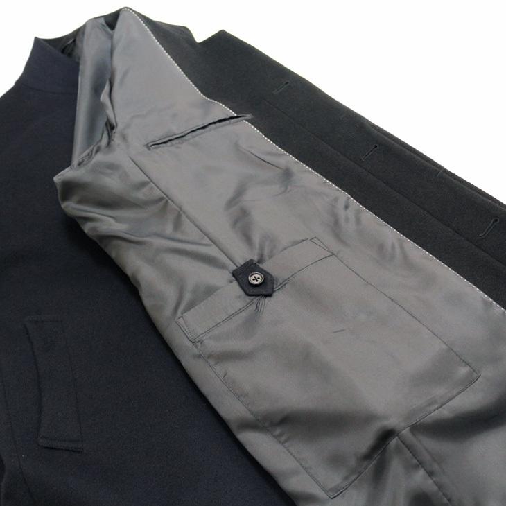 メンズ コート 2021-22 新作秋冬 Second Style カシミア アンゴラ混紡 ネイビー 濃紺無地 スタンドカラー チェスター マオカラー コート |  | 13