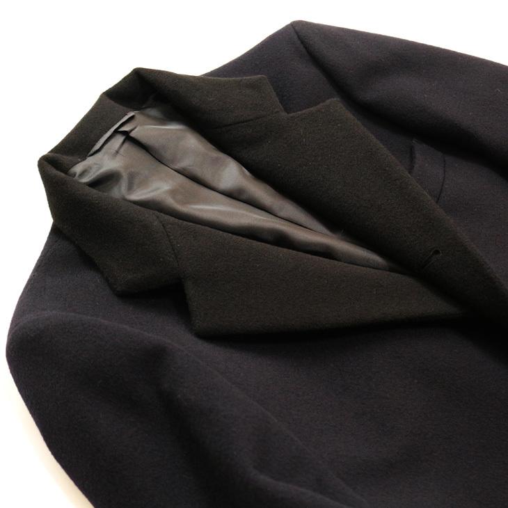 メンズ コート 2021-22 新作秋冬 Second Style カシミア アンゴラ混紡 ネイビー 濃紺無地 スタンドカラー チェスター マオカラー コート |  | 07