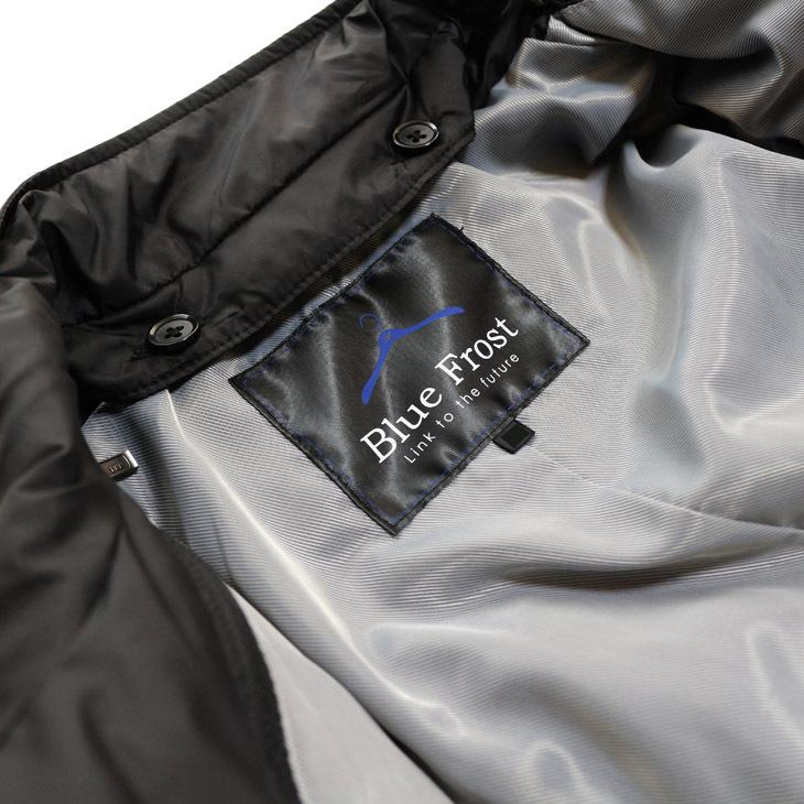 メンズ コート 2021-22 新作秋冬 Blue Frost ブラック黒無地 撥水加工 650フィルパワー プレミアムダウン使用 ウインドストッパー付き ダウンコート |  | 09