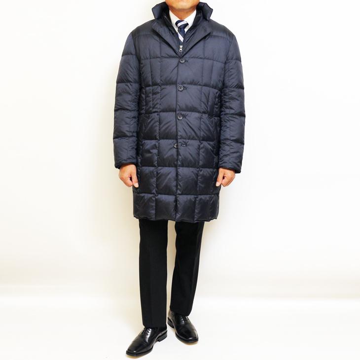 メンズ コート 2021-22 新作秋冬 Blue Frost ネイビー紺無地 撥水加工 650フィルパワー プレミアムダウン使用 ウインドストッパー付き ダウンコート |  | 01