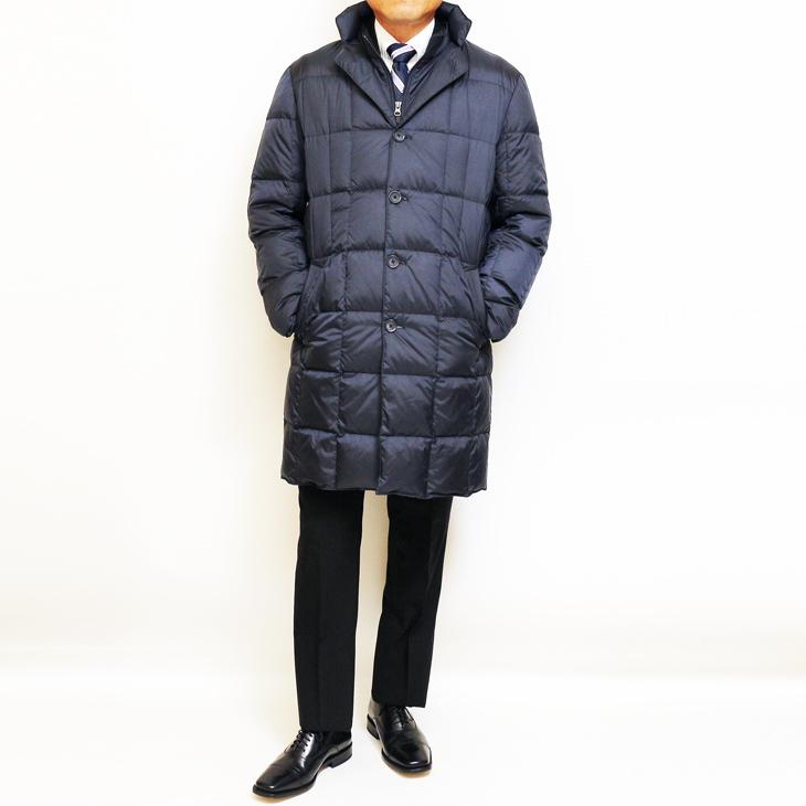 メンズ コート 2021-22 新作秋冬 Blue Frost ネイビー紺無地 撥水加工 650フィルパワー プレミアムダウン使用 ウインドストッパー付き ダウンコート |  | 02