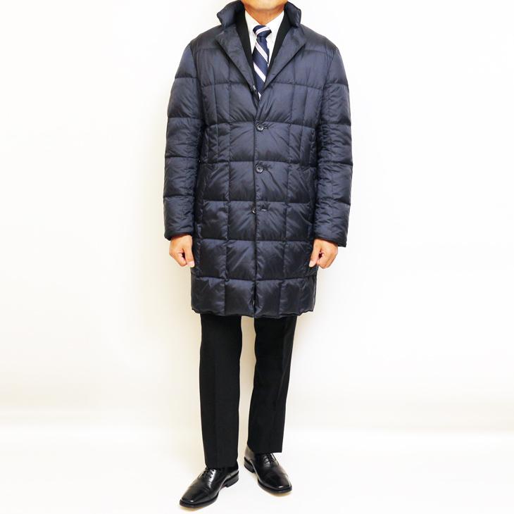 メンズ コート 2021-22 新作秋冬 Blue Frost ネイビー紺無地 撥水加工 650フィルパワー プレミアムダウン使用 ウインドストッパー付き ダウンコート |  | 03