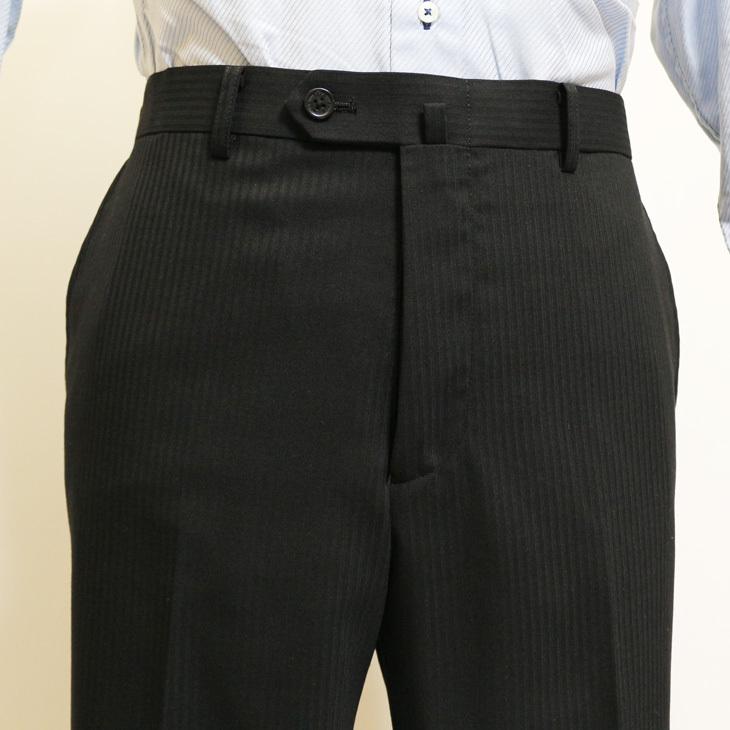 スーツ メンズ 2021-22 新作 秋冬 POLO BRITISH COUNTRY SPIRIT ポロ ビーシーエス 黒ブラック 織柄シャドー ストライプ スリム型 (AB体) ウエストマジック | POLO BCS | 10