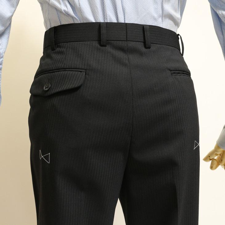 スーツ メンズ 2021-22 新作 秋冬 POLO BRITISH COUNTRY SPIRIT ポロ ビーシーエス 黒ブラック 織柄シャドー ストライプ スリム型 (AB体) ウエストマジック | POLO BCS | 11