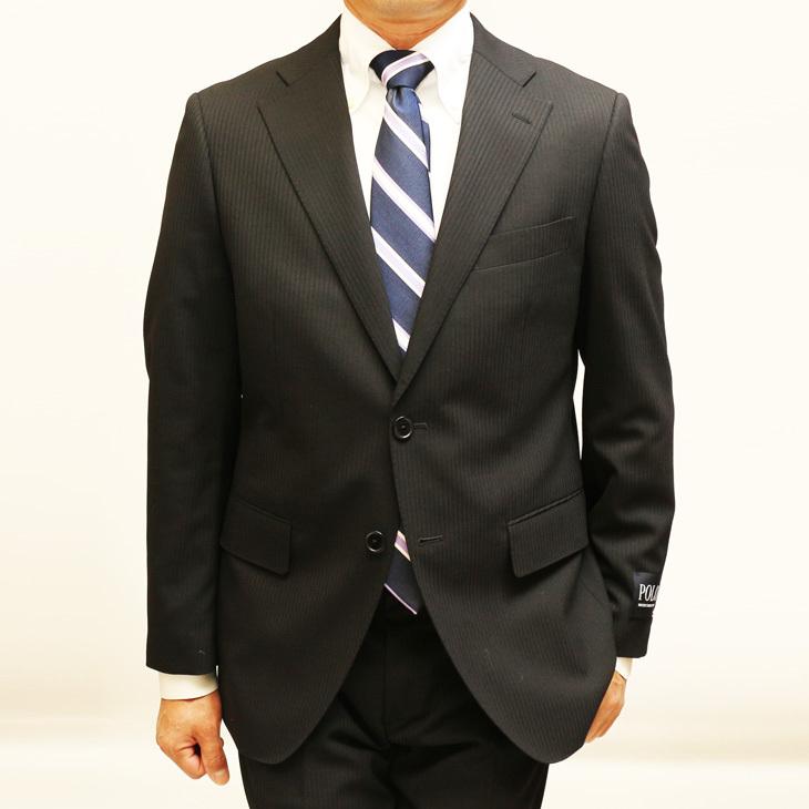 スーツ メンズ 2021-22 新作 秋冬 POLO BRITISH COUNTRY SPIRIT ポロ ビーシーエス 黒ブラック 織柄シャドー ストライプ スリム型 (AB体) ウエストマジック | POLO BCS | 03