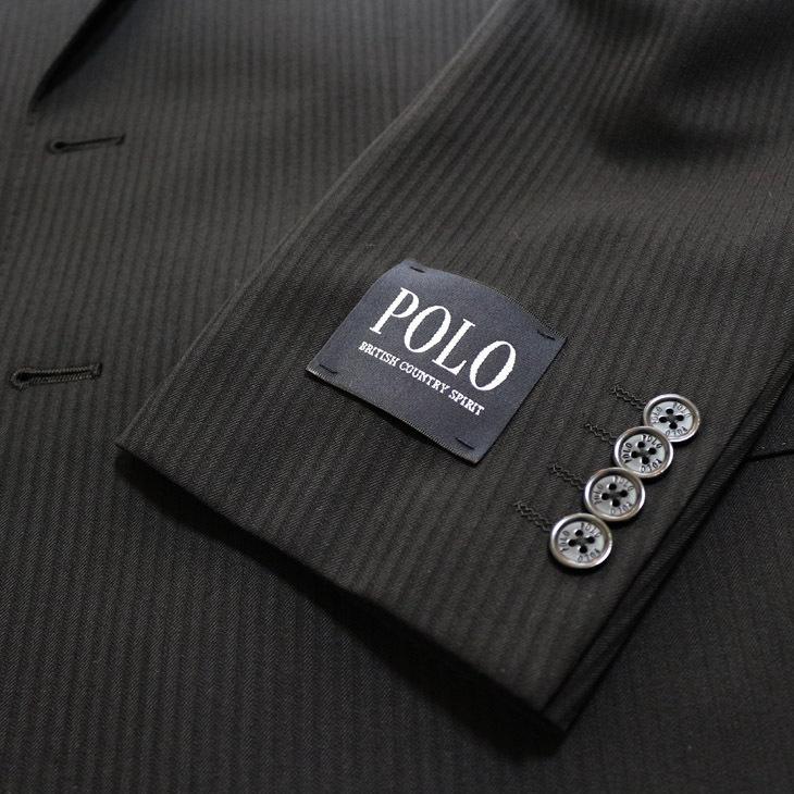 スーツ メンズ 2021-22 新作 秋冬 POLO BRITISH COUNTRY SPIRIT ポロ ビーシーエス 黒ブラック 織柄シャドー ストライプ スリム型 (AB体) ウエストマジック | POLO BCS | 05