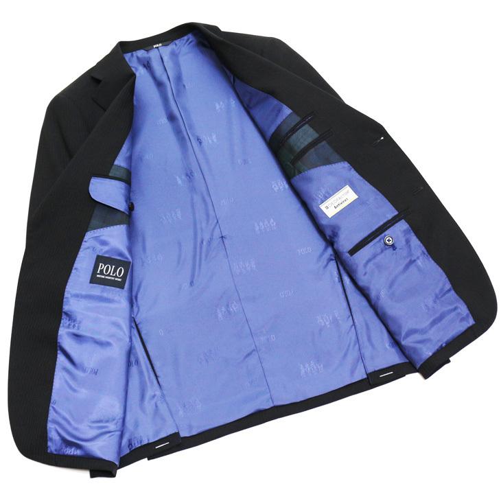 スーツ メンズ 2021-22 新作 秋冬 POLO BRITISH COUNTRY SPIRIT ポロ ビーシーエス 黒ブラック 織柄シャドー ストライプ スリム型 (AB体) ウエストマジック | POLO BCS | 06