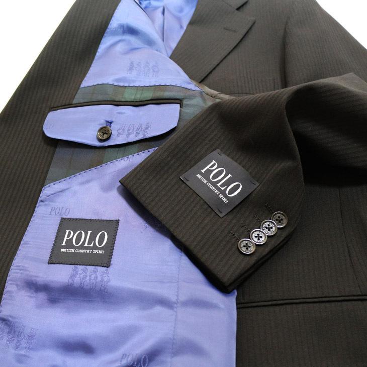 スーツ メンズ 2021-22 新作 秋冬 POLO BRITISH COUNTRY SPIRIT ポロ ビーシーエス 黒ブラック 織柄シャドー ストライプ スリム型 (AB体) ウエストマジック | POLO BCS | 07