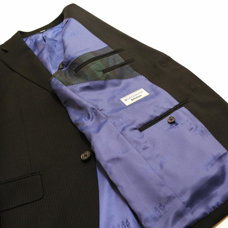 スーツ メンズ 2021-22 新作 秋冬 POLO BRITISH COUNTRY SPIRIT ポロ ビーシーエス 黒ブラック 織柄シャドー ストライプ スリム型 (AB体) ウエストマジック | POLO BCS | 08