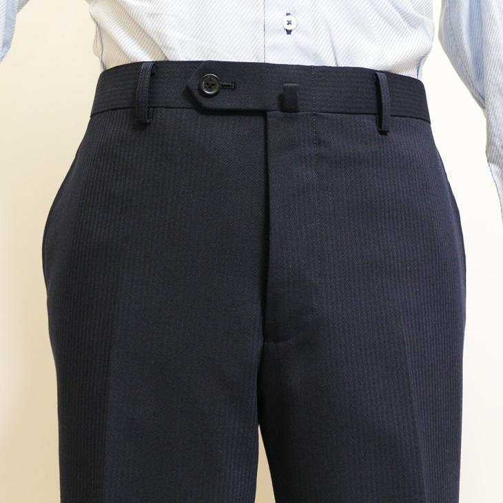 スーツ メンズ 2021-22 新作 秋冬 POLO BRITISH COUNTRY SPIRIT ポロ ビーシーエス 濃紺ネイビー 織柄シャドー ストライプ スリム型 (AB体) ウエストマジック | POLO BCS | 11