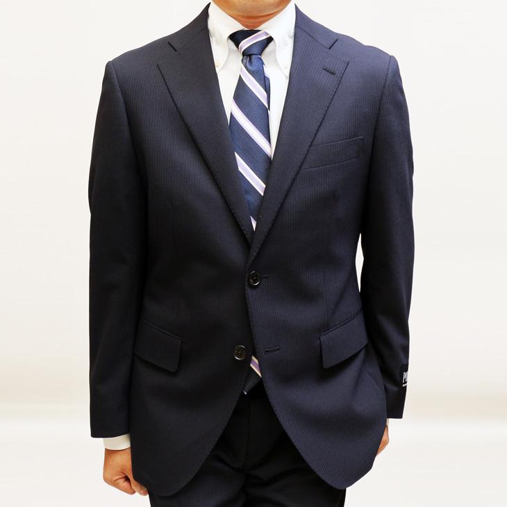 スーツ メンズ 2021-22 新作 秋冬 POLO BRITISH COUNTRY SPIRIT ポロ ビーシーエス 濃紺ネイビー 織柄シャドー ストライプ スリム型 (AB体) ウエストマジック | POLO BCS | 04