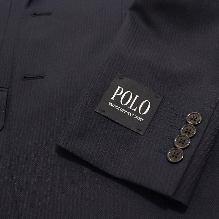 スーツ メンズ 2021-22 新作 秋冬 POLO BRITISH COUNTRY SPIRIT ポロ ビーシーエス 濃紺ネイビー 織柄シャドー ストライプ スリム型 (AB体) ウエストマジック | POLO BCS | 06