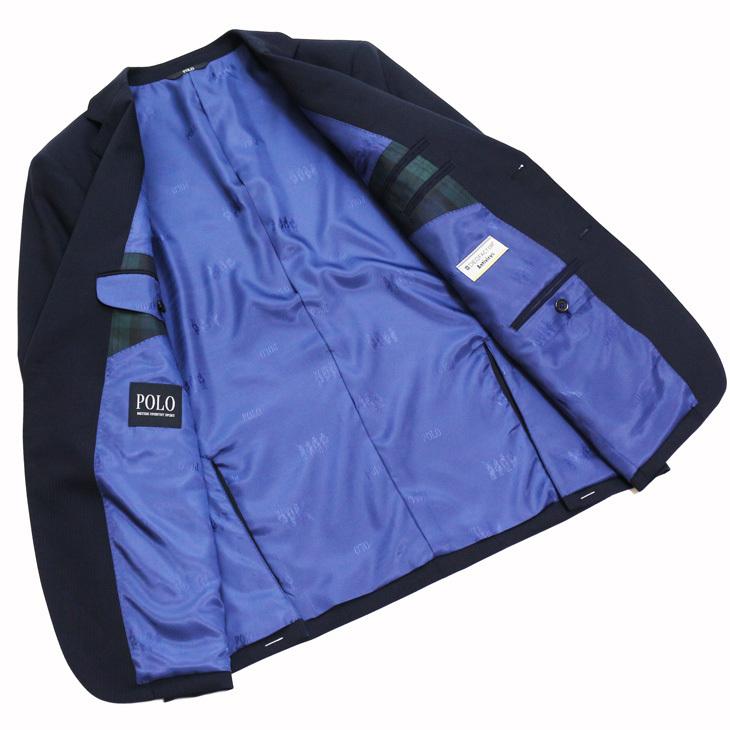 スーツ メンズ 2021-22 新作 秋冬 POLO BRITISH COUNTRY SPIRIT ポロ ビーシーエス 濃紺ネイビー 織柄シャドー ストライプ スリム型 (AB体) ウエストマジック | POLO BCS | 07