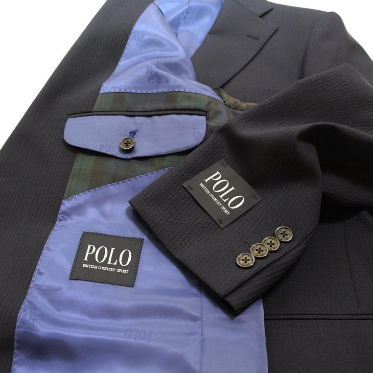 スーツ メンズ 2021-22 新作 秋冬 POLO BRITISH COUNTRY SPIRIT ポロ ビーシーエス 濃紺ネイビー 織柄シャドー ストライプ スリム型 (AB体) ウエストマジック | POLO BCS | 08