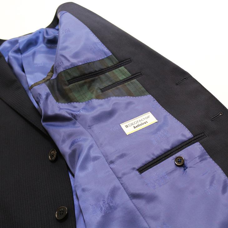 スーツ メンズ 2021-22 新作 秋冬 POLO BRITISH COUNTRY SPIRIT ポロ ビーシーエス 濃紺ネイビー 織柄シャドー ストライプ スリム型 (AB体) ウエストマジック | POLO BCS | 09