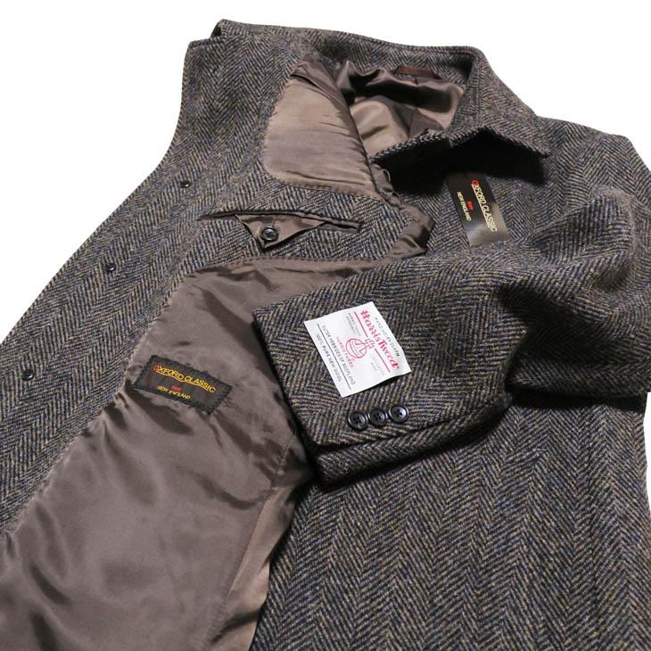 美品 スーツセレクト ハリスツイード ヘリンボーン ダブルボタン コート 9 HARRIS TWEED（ハリスツイード） SALE コート 新品 秋冬 英国 灰グレー