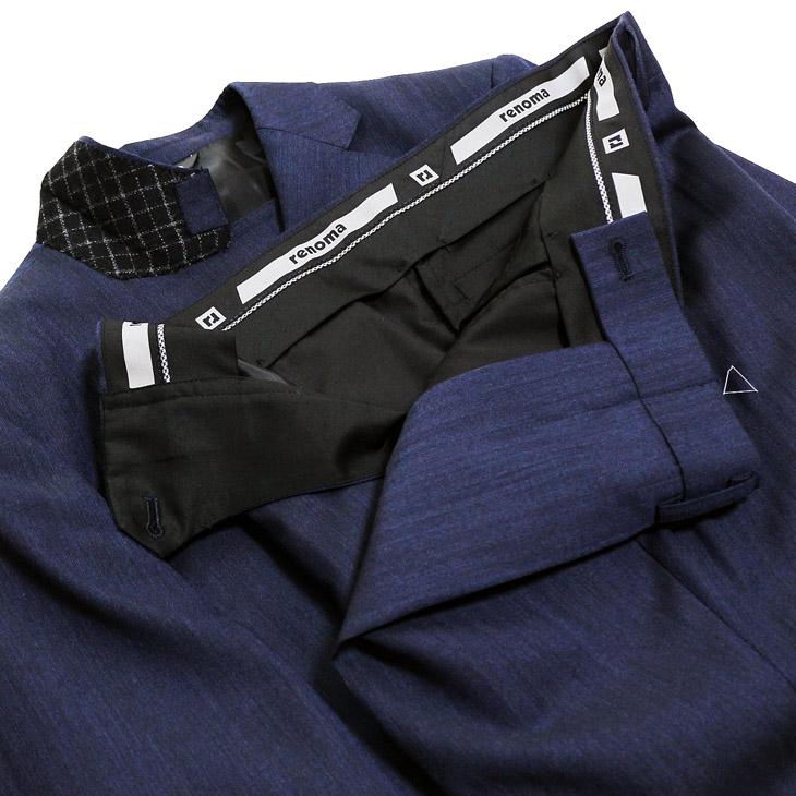 スーツ メンズ 新品 秋冬 レノマ パリス Super110s 明るめネイビー 杉綾織 ヘリンボーン DROP6.5 2つボタン ビジネス スーツ (AB/BB体) | renoma | 13