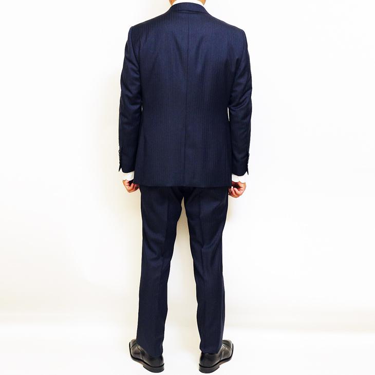 スーツ メンズ 新品 秋冬 レノマ パリス Super110s 明るめネイビー 杉綾織 ヘリンボーン DROP6.5 2つボタン ビジネス スーツ (AB/BB体) | renoma | 03