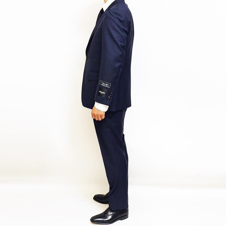 スーツ メンズ 新品 秋冬 レノマ パリス Super110s 明るめネイビー 杉綾織 ヘリンボーン DROP6.5 2つボタン ビジネス スーツ (AB/BB体) | renoma | 08