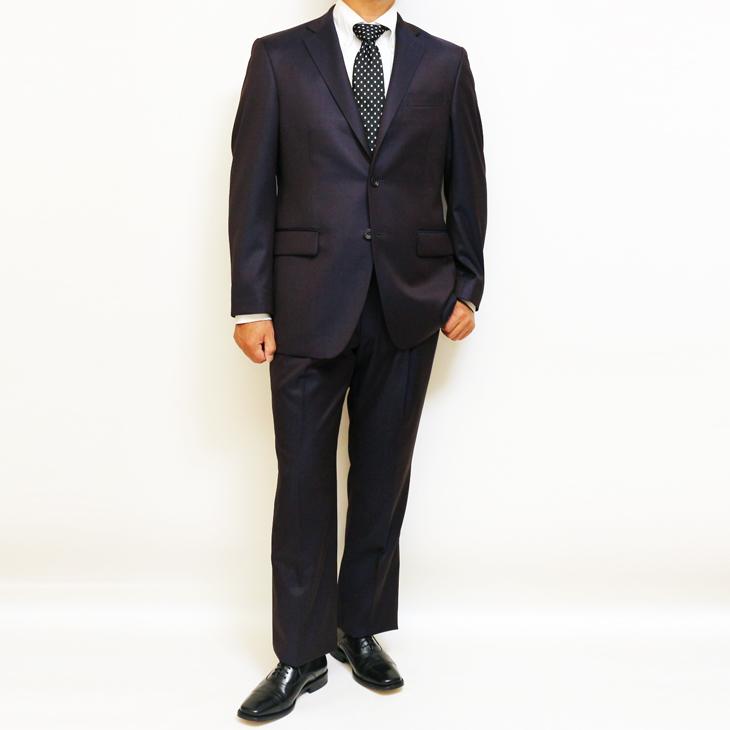 2026-27 新作 スーツ メンズ 秋冬 春夏 新品 REDA  Super110s 国内オーダー工場生産 濃紺ネイビー玉虫パープル無地 ビジネス ゆったり型 (AB/BB体) 日本製 |  | 02