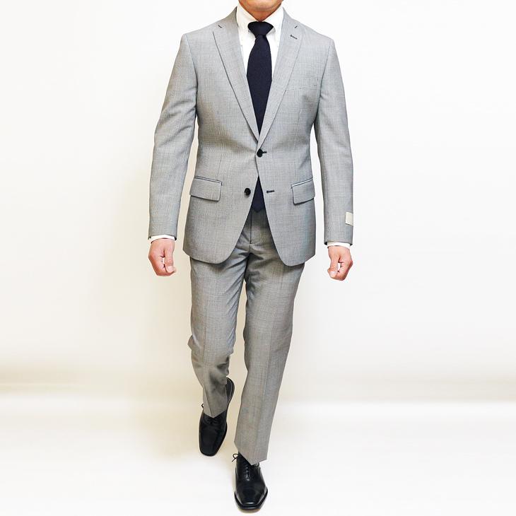 スーツ メンズ SALE 新品 春夏 ELLE PLANETE エル プラネット 淡灰ライトグレー 千鳥格子 2つボタン スーツ (A/AB体) スリム型 | ELLE PLANETE | 02