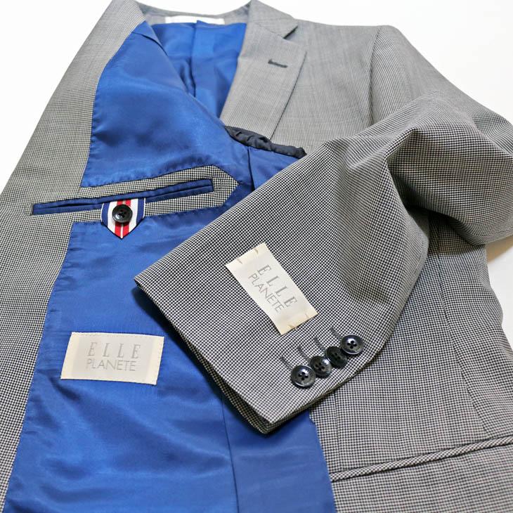 スーツ メンズ SALE 新品 春夏 ELLE PLANETE エル プラネット 淡灰ライトグレー 千鳥格子 2つボタン スーツ (A/AB体) スリム型 | ELLE PLANETE | 07