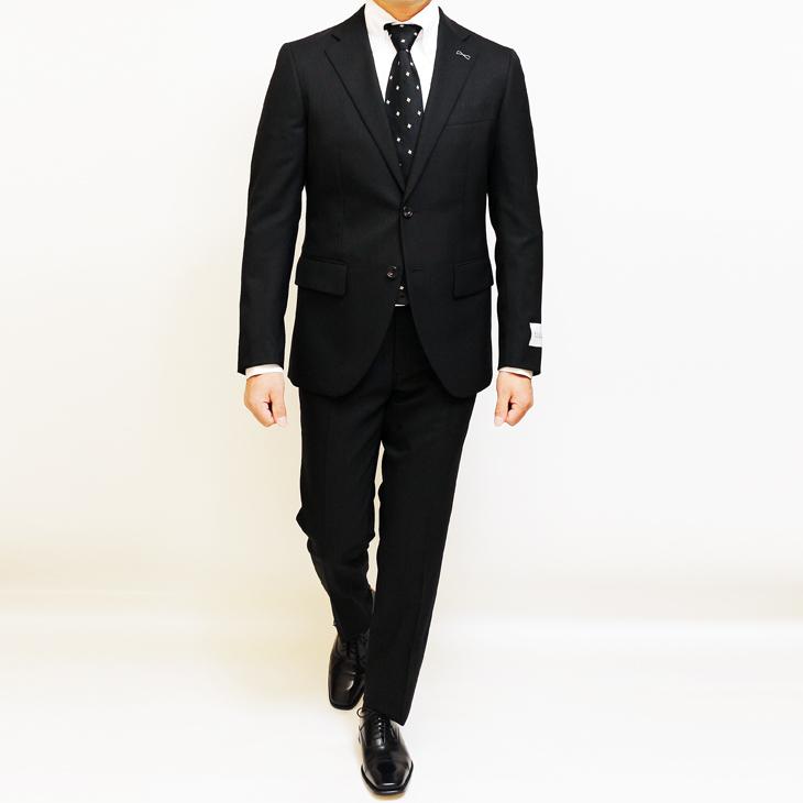 スーツ メンズ 春夏 秋冬 通年 新品 FICCE フィッチェ 黒ブラック 織柄 2つボタンナロー ノータックローライズパンツ スリム型 スーツ (A/AB体) | FICCE | 01