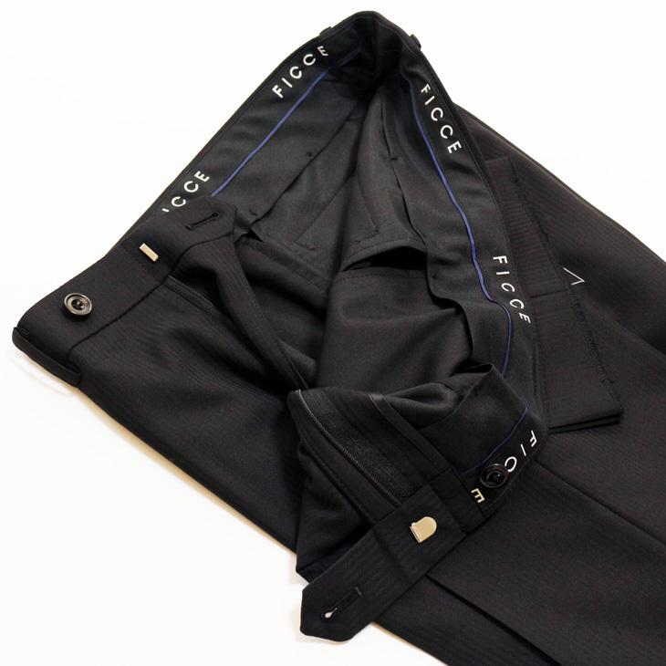 スーツ メンズ 春夏 秋冬 通年 新品 FICCE フィッチェ 黒ブラック 織柄 2つボタンナロー ノータックローライズパンツ スリム型 スーツ (A/AB体) | FICCE | 12