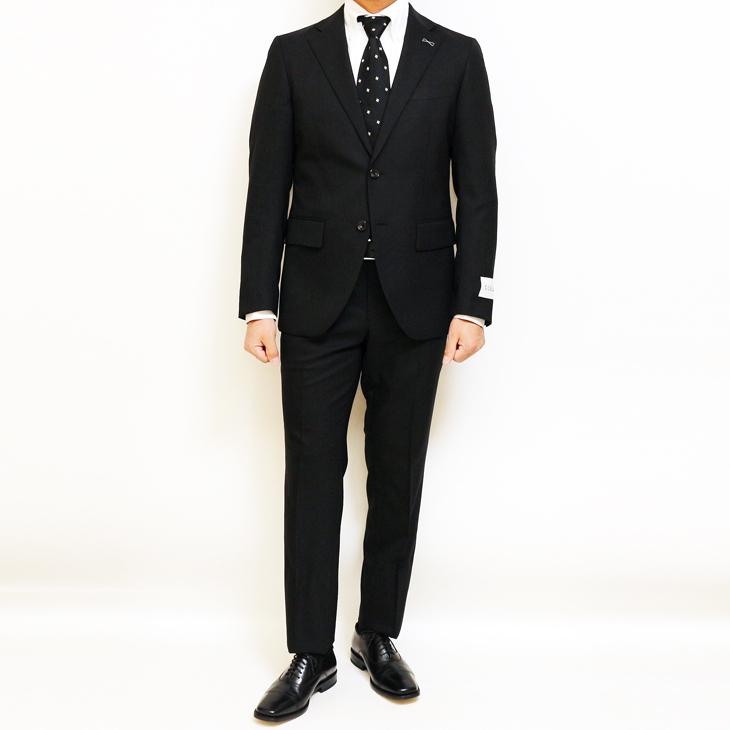 スーツ メンズ 春夏 秋冬 通年 新品 FICCE フィッチェ 黒ブラック 織柄 2つボタンナロー ノータックローライズパンツ スリム型 スーツ (A/AB体) | FICCE | 02