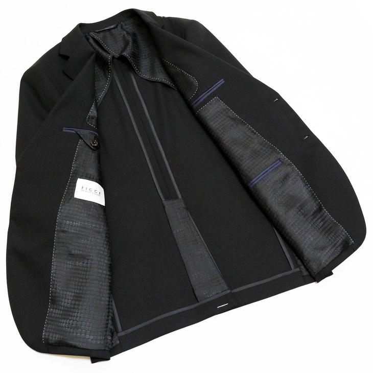 スーツ メンズ 春夏 秋冬 通年 新品 FICCE フィッチェ 黒ブラック 織柄 2つボタンナロー ノータックローライズパンツ スリム型 スーツ (A/AB体) | FICCE | 06