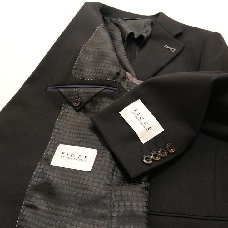 スーツ メンズ 春夏 秋冬 通年 新品 FICCE フィッチェ 黒ブラック 織柄 2つボタンナロー ノータックローライズパンツ スリム型 スーツ (A/AB体) | FICCE | 07
