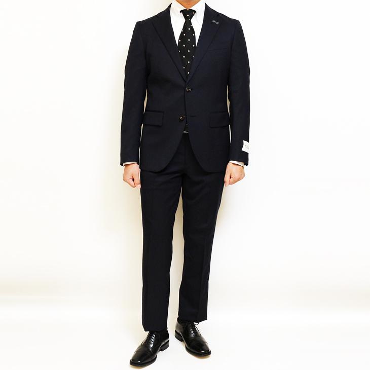 スーツ メンズ 春夏 秋冬 通年 新品 FICCE フィッチェ 濃紺ネイビー無地 2つボタンナロー ノータックローライズパンツ スリム型 スーツ (A/AB体) | FICCE | 02
