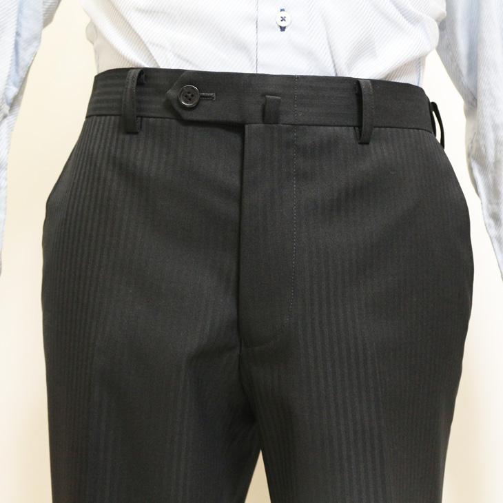 スーツ メンズ 新品 春夏秋冬 通年 POLO BRITISH COUNTRY SPIRIT ポロ ビーシーエス 黒ブラック 織柄シャドー ストライプ スリム型 (A/AB/BB体)ウエストマジック | POLO BCS | 10
