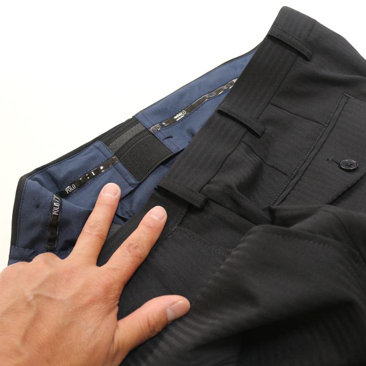 スーツ メンズ 新品 春夏秋冬 通年 POLO BRITISH COUNTRY SPIRIT ポロ ビーシーエス 黒ブラック 織柄シャドー ストライプ スリム型 (A/AB/BB体)ウエストマジック | POLO BCS | 11