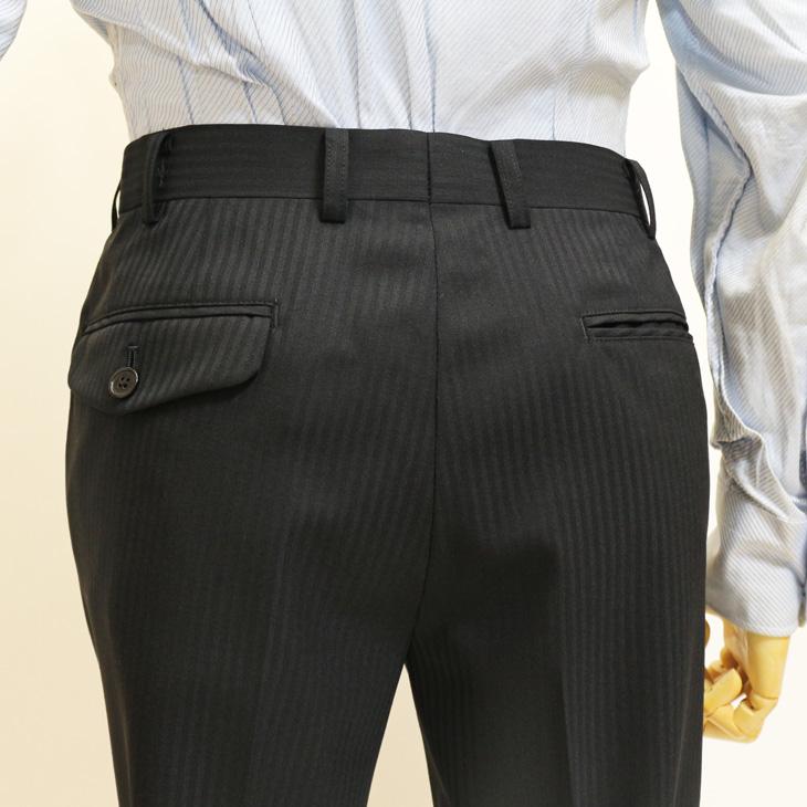 スーツ メンズ 新品 春夏秋冬 通年 POLO BRITISH COUNTRY SPIRIT ポロ ビーシーエス 黒ブラック 織柄シャドー ストライプ スリム型 (A/AB/BB体)ウエストマジック | POLO BCS | 12