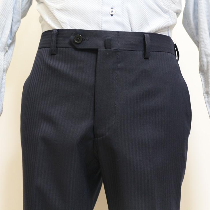 スーツ メンズ 新品 春夏秋冬 通年 POLO BRITISH COUNTRY SPIRIT ポロ ビーシーエス 濃紺ネイビー織柄シャドーストライプ スリム型 (A/AB/BB/E体)ウエスト伸びる | POLO BCS | 10