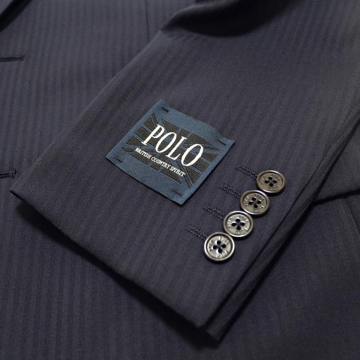 スーツ メンズ 新品 春夏秋冬 通年 POLO BRITISH COUNTRY SPIRIT ポロ ビーシーエス 濃紺ネイビー織柄シャドーストライプ スリム型 (A/AB/BB/E体)ウエスト伸びる | POLO BCS | 05