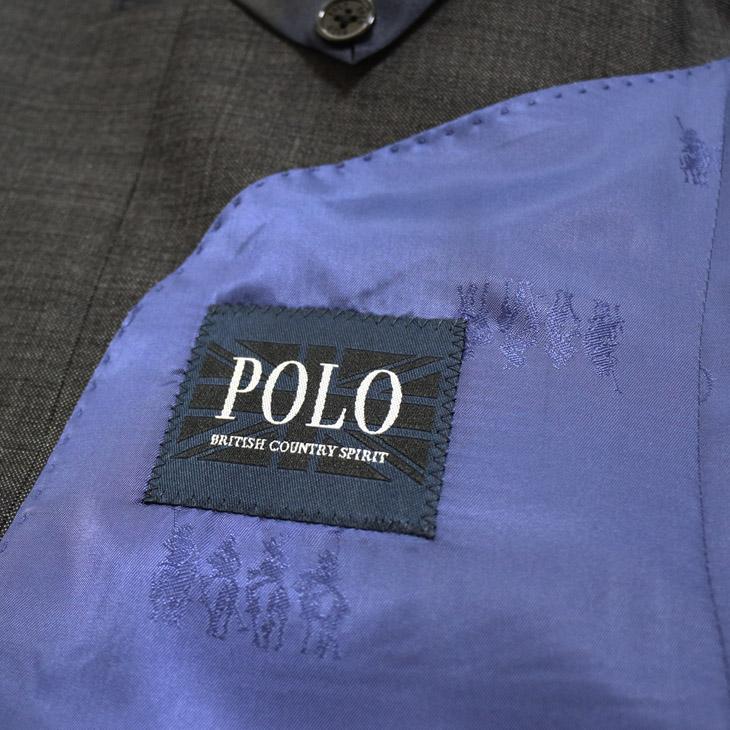スーツ メンズ 新品 春夏秋冬 通年 POLO BRITISH COUNTRY SPIRIT ポロ ビーシーエス 濃灰グレー杢 シャンブレー無地系 スリム型 (A/AB/BB体)ウエストマジック | POLO BCS | 05