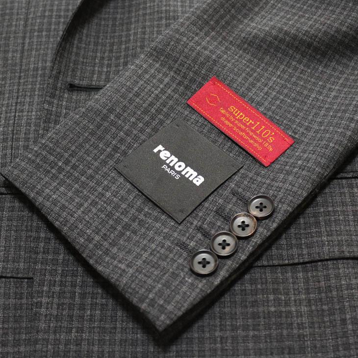 SALE スーツ メンズ 新品 春夏 renoma paris レノマ パリス Super110s 灰グレー 小柄チェック DROP6.5 2つボタン ビジネス スーツ (AB/BB体) J-REP05-2B | renoma | 05