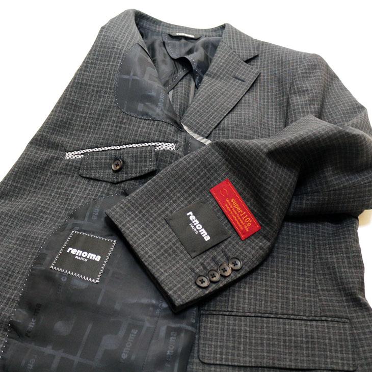 SALE スーツ メンズ 新品 春夏 renoma paris レノマ パリス Super110s 灰グレー 小柄チェック DROP6.5 2つボタン ビジネス スーツ (AB/BB体) J-REP05-2B | renoma | 07